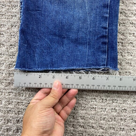 Silver Jeans Women's Cut-off Pants ELYSE Size 34 Slim Blue Denim Jeans Distress - Picture 14 of 14